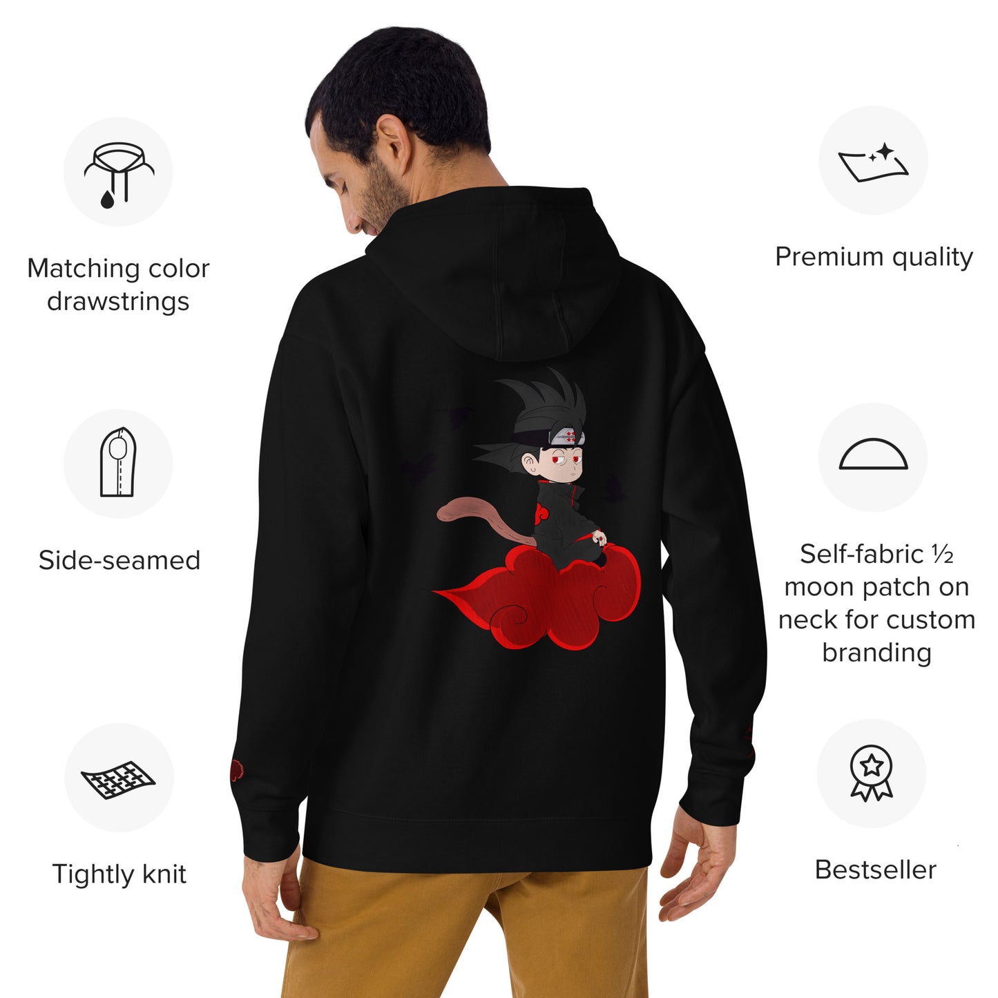 Embroidery Gokuchi Black Unisex Hoodie
