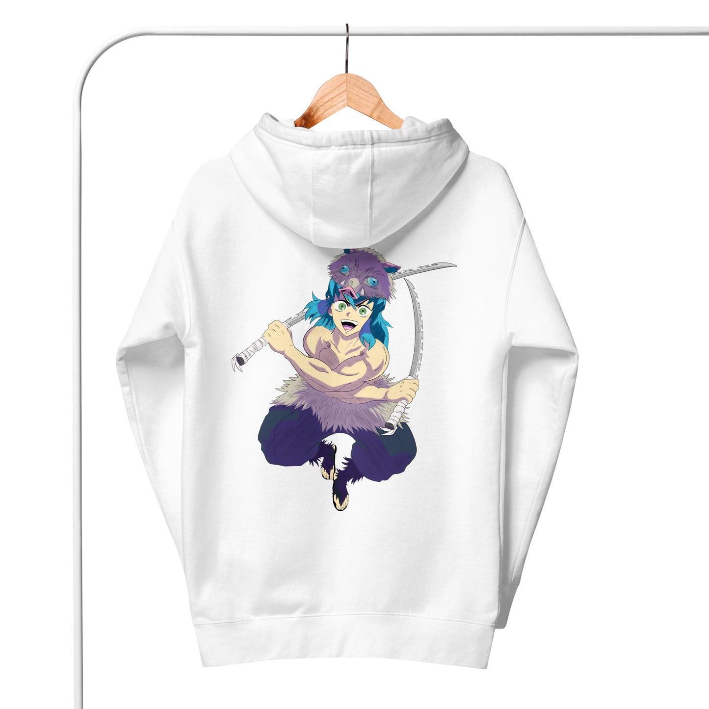 Embroidery Inosuke White Unisex Hoodie