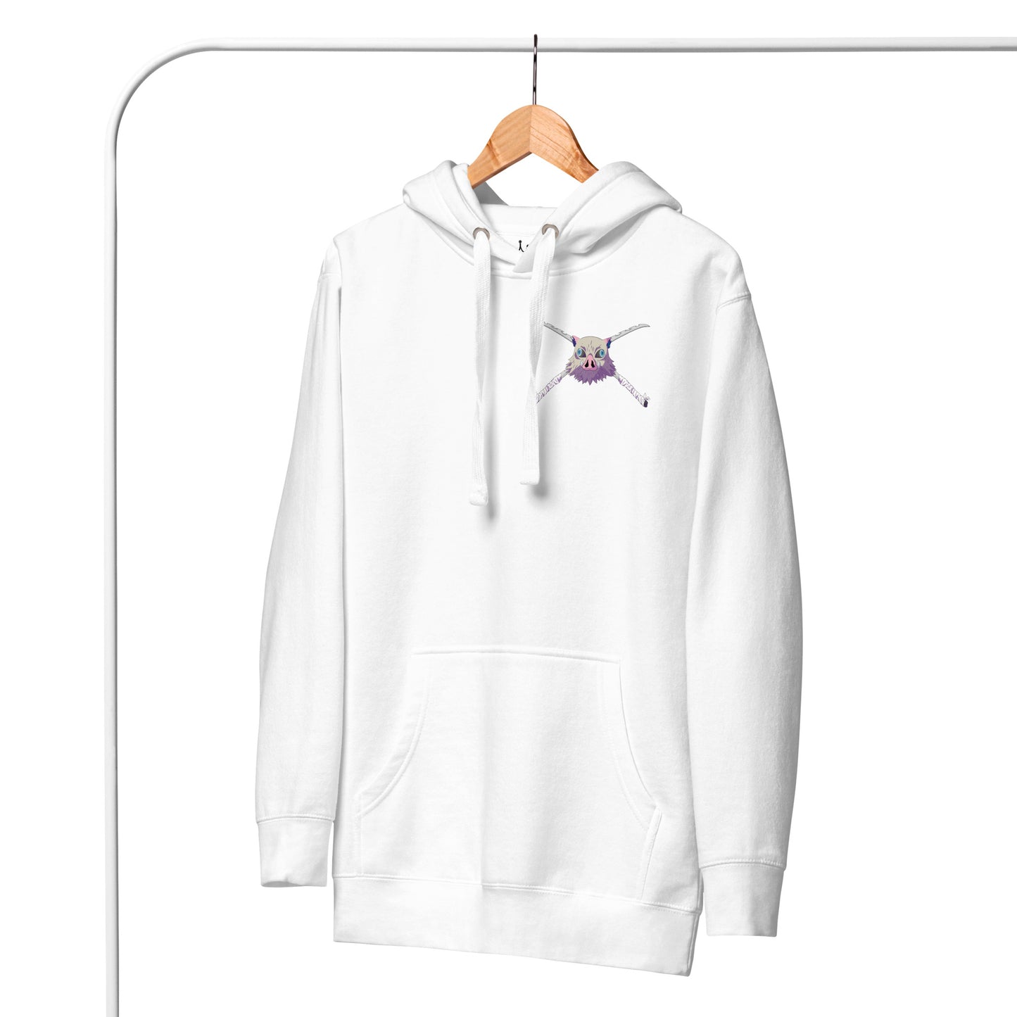 Embroidery Inosuke White Unisex Hoodie